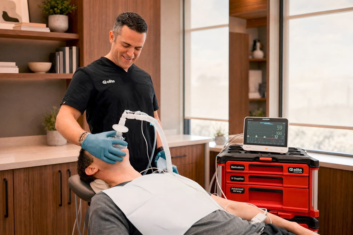 Anesthesia provider with patient