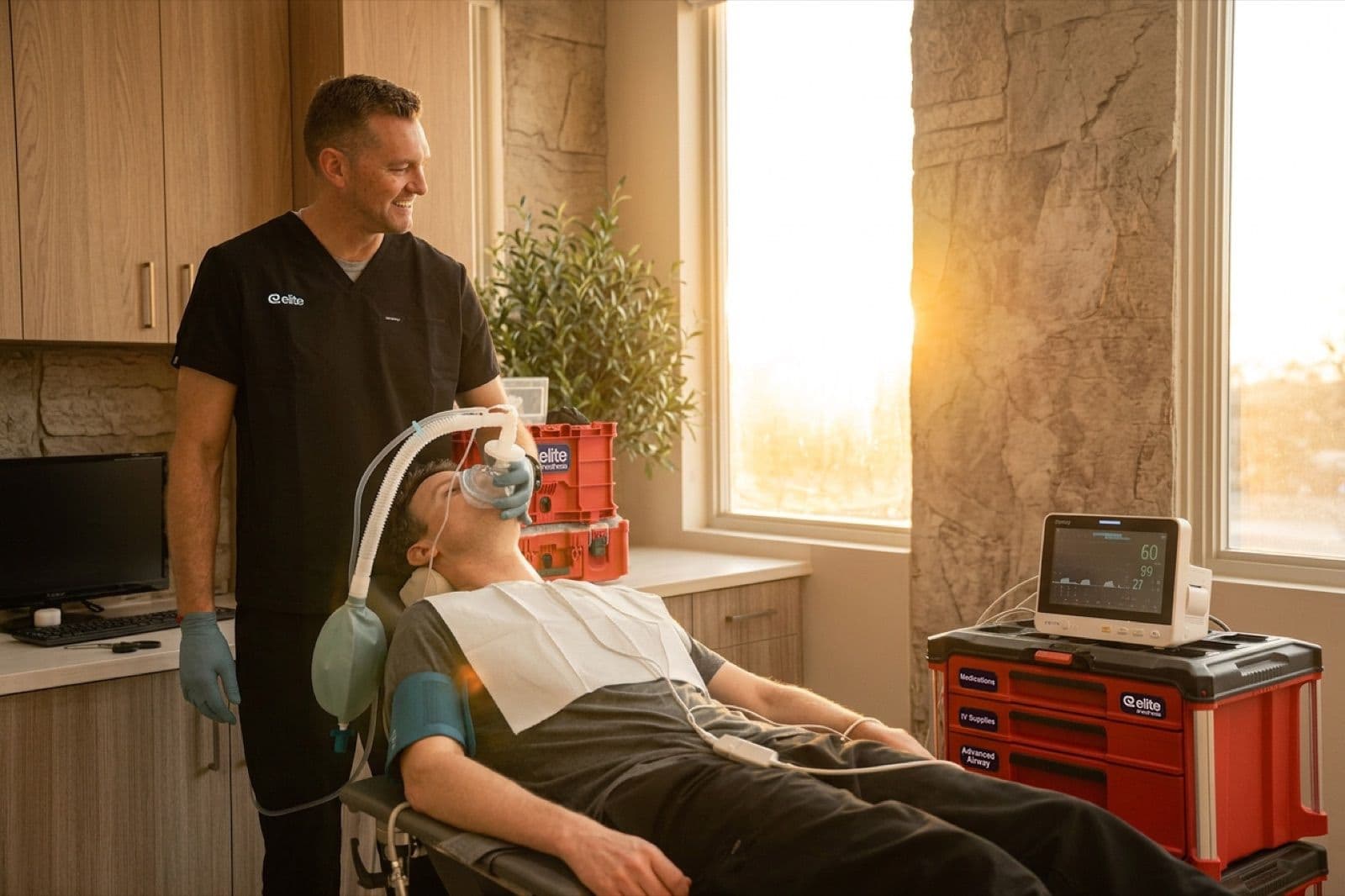 Elite provider administering anesthesia to a patient in-office